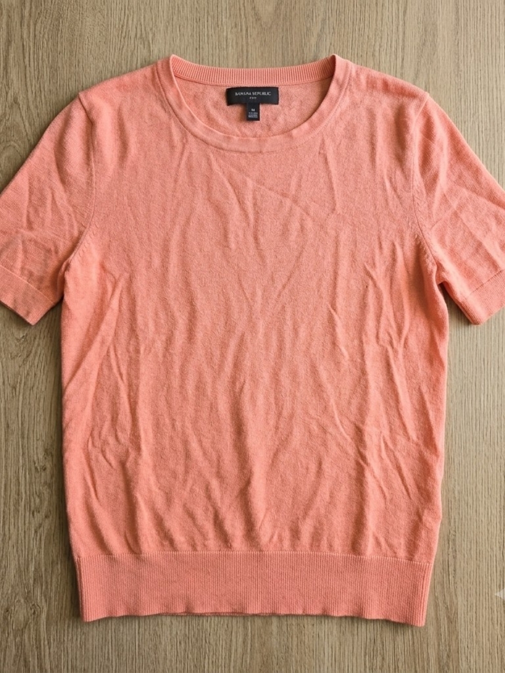Banana Republic Short-Sleeve Crew Sweater in Coral Peach